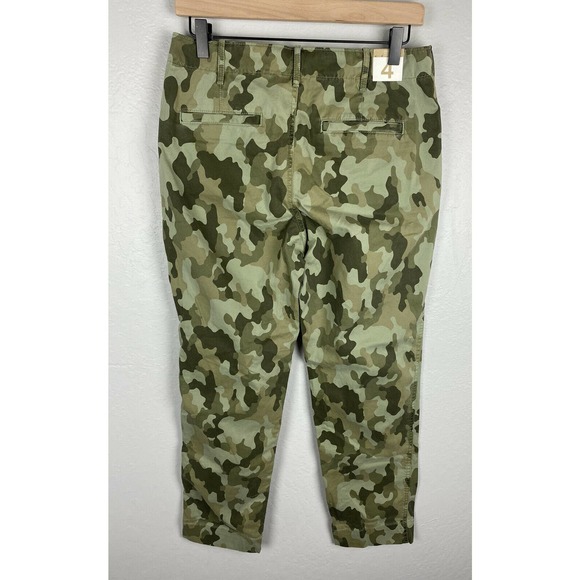 Gap Khaki High Rise Pants Women's Size 4 Straight Leg Ankle Camouflage NEW - Picture 2 of 4